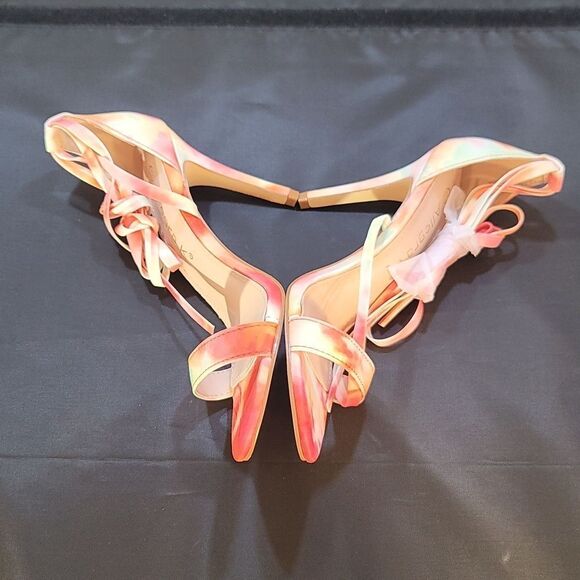 Allegra K Women's Elegant Open Toe Tie Dye Lace Up Stiletto Heel Sandals - Picture 10 of 16